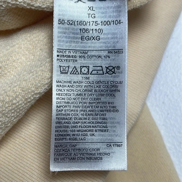 GAP Sweats Yellow Henley Pullover Sweatshirt Size XL - Picture 4 of 4